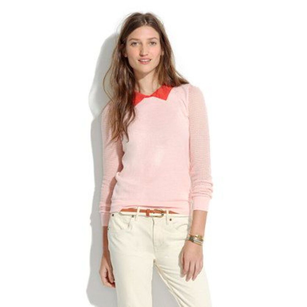 Sessùn Daiichi Pink Orange Fine Knit Polo Top Small